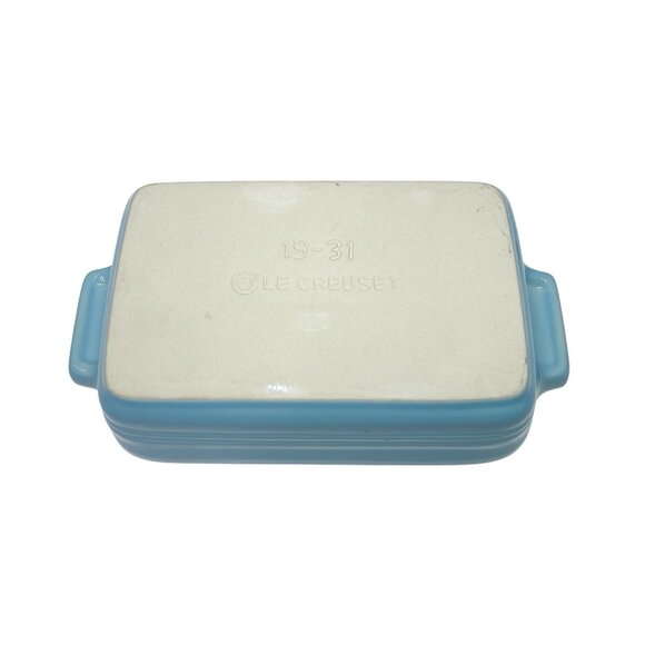 Le Creuset Blue Stoneware Rectangle Baking Dish Bakeware Casserole 7"x5” - Picture 3 of 6